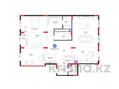 4-комнатная квартира · 178 м² · 3/8 этаж, Переулок Тасшокы 4 — BI Group за ~ 229.1 млн 〒 в Астане, Алматы р-н