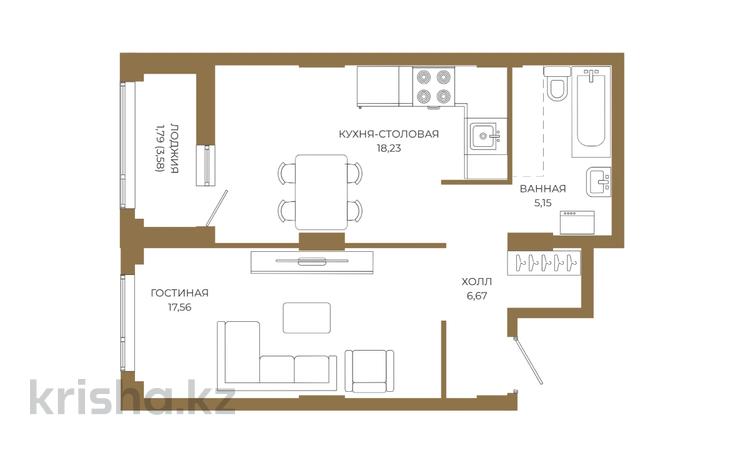 1-бөлмелі пәтер · 49.4 м² · 18/18 қабат, Достык 8/5, бағасы: ~ 39 млн ₸ в Астане — фото 10