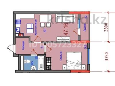 2-бөлмелі пәтер · 47.16 м² · 6/7 қабат, Учетный квартал 057 4, бағасы: ~ 22.1 млн ₸ в 
