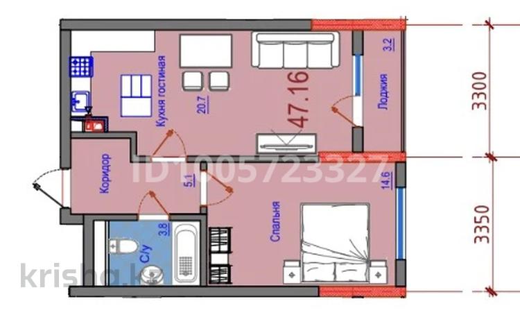 2-бөлмелі пәтер · 47.16 м² · 6/7 қабат, Учетный квартал 057 4, бағасы: ~ 22.1 млн ₸ в  — фото 13