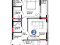 2-комнатная квартира · 70.95 м² · 10/15 этаж, Бухар жырау 20 — Туран и Бухар Жырау за 67 млн ₸ в Астане, Нура р-н