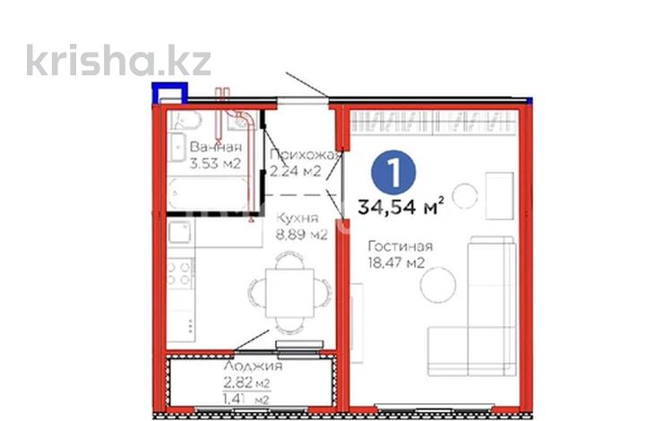 1-бөлмелі пәтер · 35 м² · 2/12 қабат, Улы Дала 14, бағасы: 20.9 млн ₸ в Астане, Нура р-н — фото 2