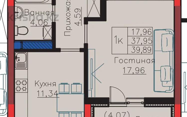 1-комнатная квартира · 38.89 м² · 5/9 этаж, Е 908 24 — Отличная цена за 23 млн ₸ в Астане, Есильский р-н — фото 2