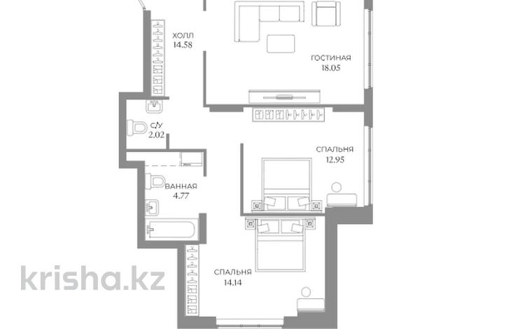 3-бөлмелі пәтер · 78.22 м² · 4/9 қабат, Толе би 43 — БЕЗ КОМИССИИ! ВЫБОР ЭТАЖА!, бағасы: ~ 42.1 млн ₸ в Астане — фото 2