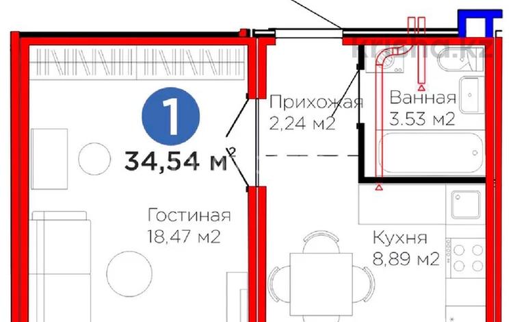1-комнатная квартира · 35 м² · 10/17 этаж, Улы Дала 14 за 21.5 млн ₸ в Астане, Нура р-н — фото 2
