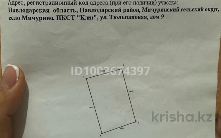 Участок · 10 соток, В сторону мичурино , сад клен , улица тюльпановая за 1.7 млн ₸ в Павлодаре — фото 2