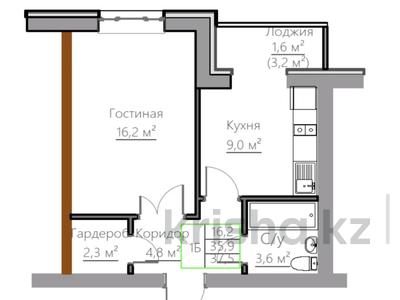 1-бөлмелі пәтер · 37.5 м² · 2/5 қабат, Киснерева 23, бағасы: ~ 13.7 млн ₸ в Бурабае