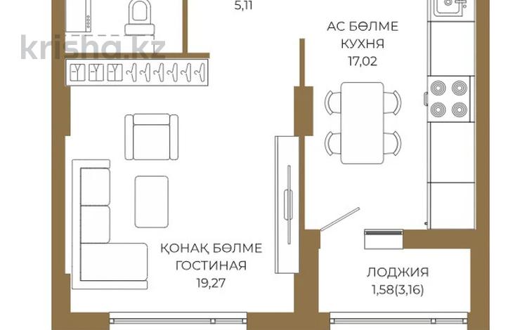 2-бөлмелі пәтер · 47.85 м², Достык 8/2 — БЕЗ КОМИССИИ, бағасы: ~ 35.7 млн ₸ в Астане, Есильский р-н — фото 2