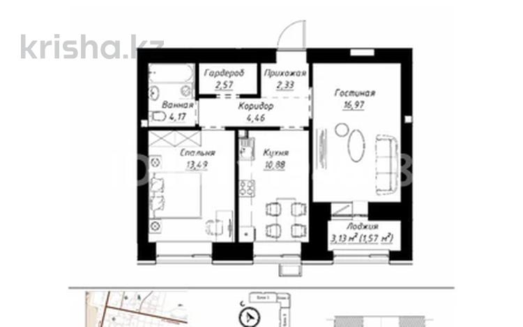 2-комнатная квартира · 56.44 м² · 1/9 этаж, Айтматова 1 за 32 млн ₸ в Астане, Нура р-н — фото 9