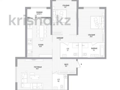3-бөлмелі пәтер · 123 м² · 1/9 қабат, Аль-Фараби, бағасы: 198.5 млн ₸ в Алматы