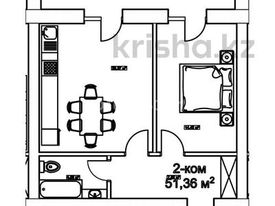 2-бөлмелі пәтер · 50.36 м² · 4/12 қабат, ​Улица Шамши Калдаяков 46, бағасы: 21.5 млн ₸ в Астане, Сарайшык р-н