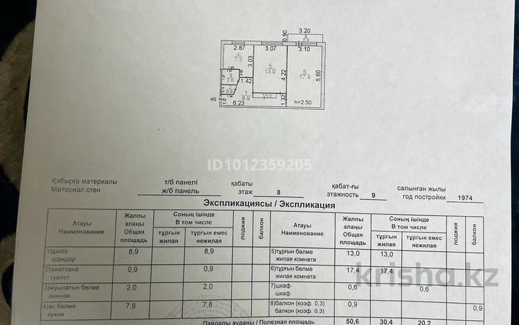 2-бөлмелі пәтер · 51.5 м² · 8/9 қабат, мкр Юго-Восток, Сатыбалдина 18 — Халиф ресторан, бағасы: 18 млн ₸ в Караганде, Казыбек би р-н — фото 2