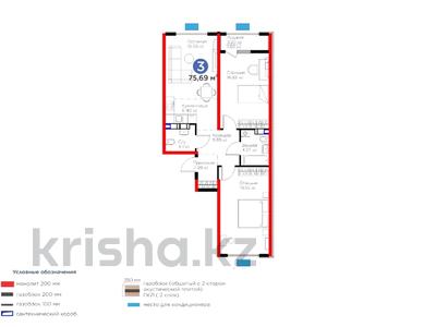 3-комнатная квартира, 75.69 м², Нурсултана Назарбаева — цена со скидкой за ~ 27.6 млн 〒 в Шымкенте, Абайский р-н