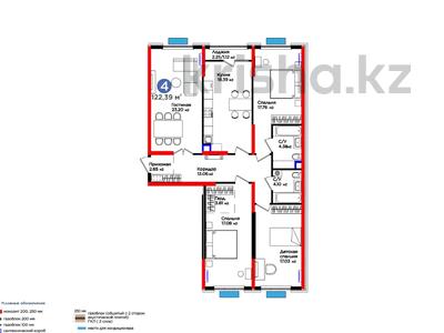 4-комнатная квартира, 122.39 м², 9/9 этаж, Нурсултана Назарбаева за ~ 58.6 млн 〒 в Шымкенте