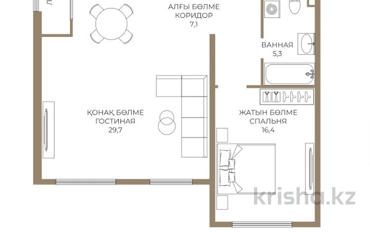 2-бөлмелі пәтер · 81 м² · 2/9 қабат, Каныша Сатпаева 90а/1, бағасы: ~ 57.7 млн ₸ в Алматы, Бостандыкский р-н — фото 2