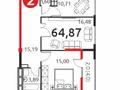 2-комнатная квартира · 64.87 м² · 9/9 этаж, Толеметова 20/3 — Толеметова за 23.5 млн ₸ в Шымкенте, Абайский р-н — фото 12