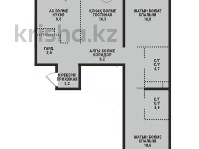 3-комнатная квартира · 88.6 м² · 3/9 этаж, Ботакоз 5 БЕЗ КОМИССИИ за ~ 46.1 млн ₸ в Алматы, Алатауский р-н