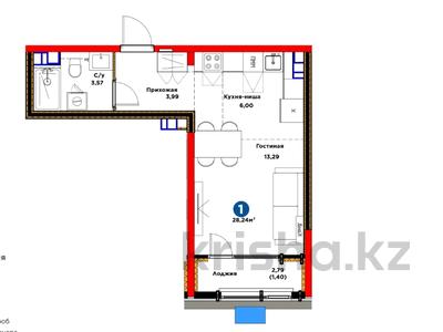 1-комнатная квартира · 28.24 м² · 3/6 этаж, Кайрат микрорайон 716/16 за ~ 24.9 млн ₸ в Алматы