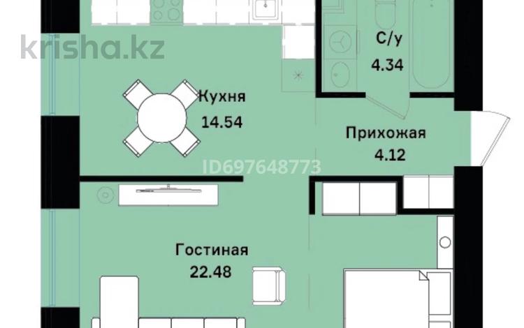 1-бөлмелі пәтер, 45 м², 4/12 қабат, 23-ая улица 27 — Бухар Жырау, бағасы: 23.5 млн 〒 в Астане, Есильский р-н — фото 2