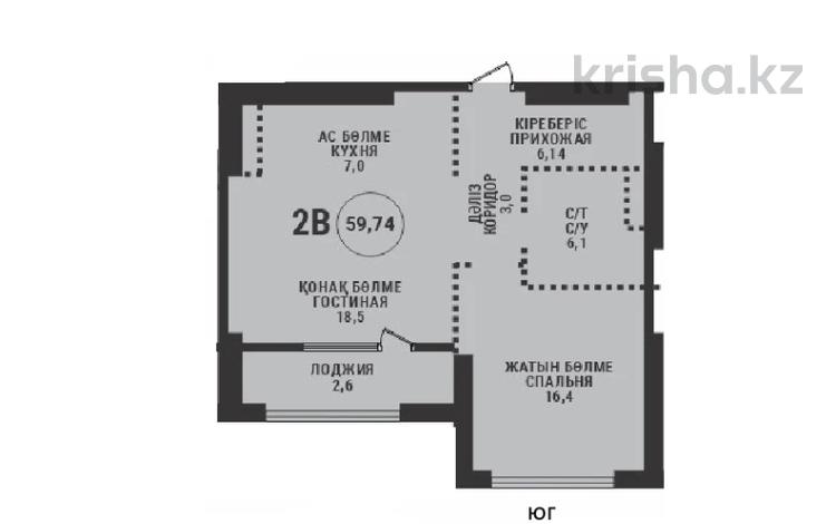 2-бөлмелі пәтер · 59.74 м² · 3/9 қабат, Проспект Аль-Фараби и улица Маркова, бағасы: ~ 89 млн ₸ в Алматы, Бостандыкский р-н — фото 2