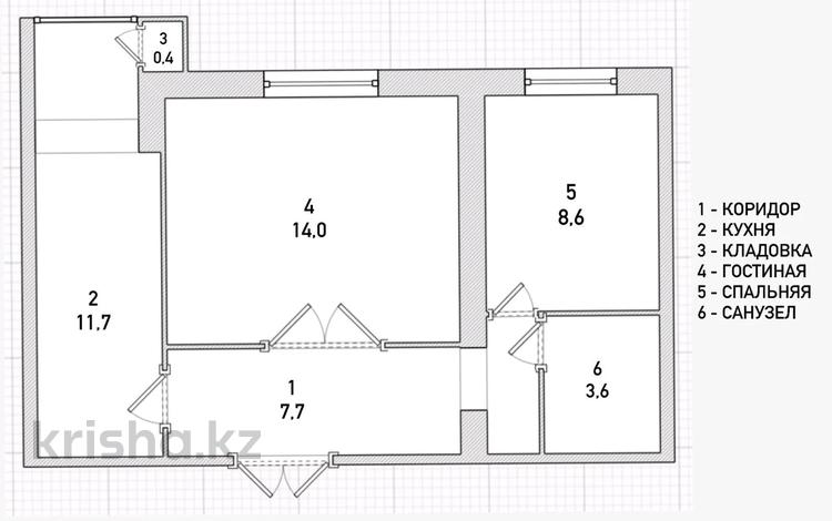 2-комнатная квартира · 46 м² · 6/9 этаж, мкр Новый Город, проспект БухарЖырау 96 — У дома Оптики за 175 000 ₸ в Караганде, Казыбек би р-н — фото 2
