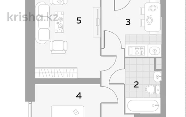 2-бөлмелі пәтер · 60.6 м² · 12/12 қабат, Кошкарбаева 39в/1, бағасы: 27.5 млн ₸ в  — фото 2