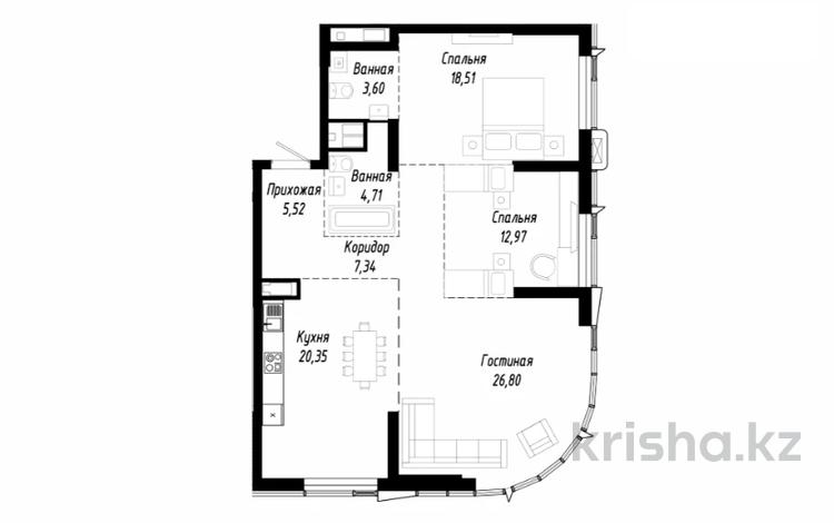 3-комнатная квартира · 99 м² · 8/17 этаж, пр. Туран, около ТРЦ Хан Шатыр — Бизнес +!!! ВИДОВАЯ НА ХАН-Шатыр за 108 млн ₸ в Астане — фото 30