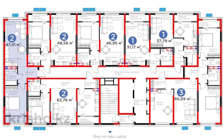 2-бөлмелі пәтер · 47.31 м² · 3/12 қабат, Ақжар ш/а., Белжайлау 47а, бағасы: ~ 41.2 млн ₸ в Алматы, Наурызбайский р-н — фото 2