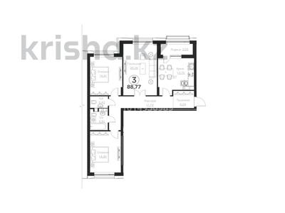 3-комнатная квартира · 90 м² · 3/9 этаж, Керей-Жанибек хандар 50/3 за ~ 80 млн ₸ в Астане, Есильский р-н