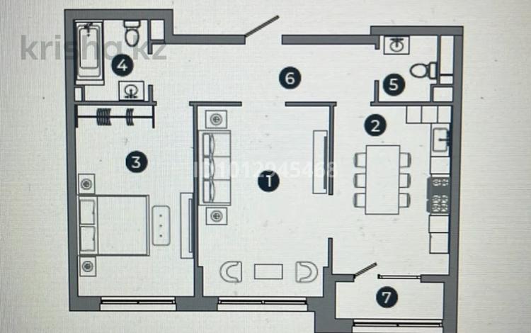 2-бөлмелі пәтер · 65.8 м² · 5/8 қабат, Абубакир Тыныбаев 10/1, бағасы: 65 млн ₸ в Астане, Сарайшык р-н — фото 4