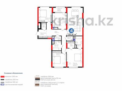 4-комнатная квартира · 133.6 м² · 3/21 этаж, Бухар жырау 20 — 2 очередь за 122 млн 〒 в Астане, Нура р-н
