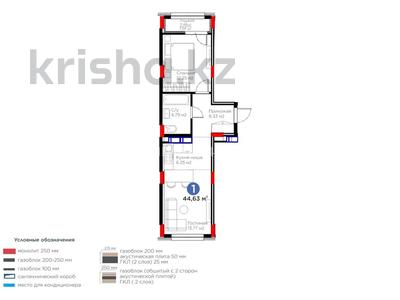 2-комнатная квартира · 44.7 м² · 4/9 этаж, E 511 25 за 24.5 млн ₸ в Астане, Есильский р-н