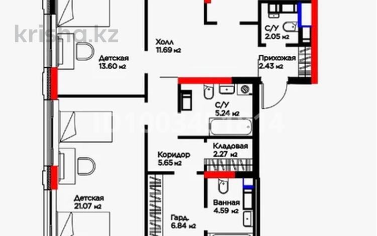 4-комнатная квартира · 137.32 м² · 13/20 этаж, Турар Рыскулов 9 за 110 млн 〒 в Астане, Есильский р-н — фото 2