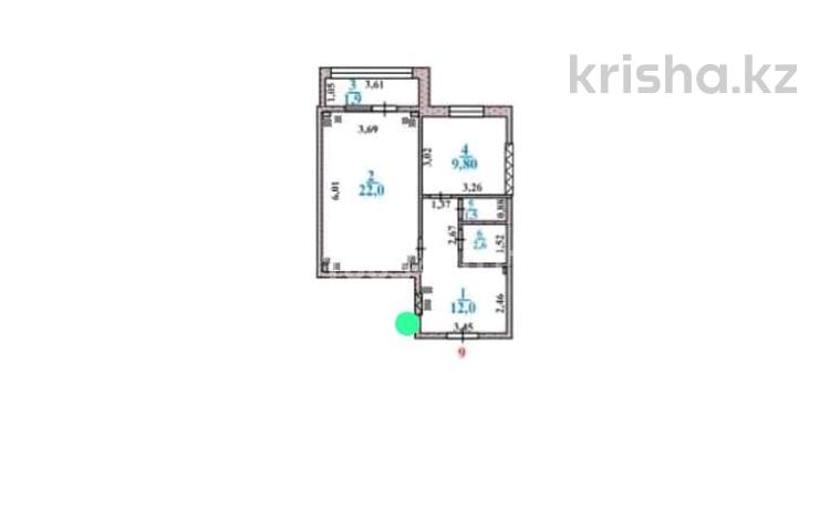 1-комнатная квартира · 49.8 м² · 2/9 этаж, мкр Туран-2 19б за 20 млн 〒 в Шымкенте, Каратауский р-н — фото 2