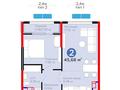 2-бөлмелі пәтер · 45.63 м² · 3/12 қабат, Белжайлау — ЖК Дастур, бағасы: 35 млн ₸ в Алматы, Наурызбайский р-н — фото 6