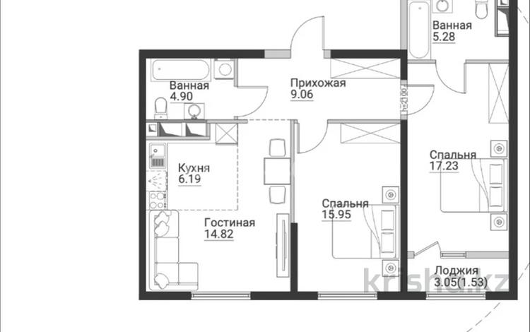 3-бөлмелі пәтер · 75 м² · 2/12 қабат, ул. Фадеева, 38г 38/11, бағасы: 42 млн ₸ в Алматы, Алатауский р-н — фото 2