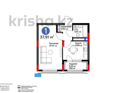 1-бөлмелі пәтер · 37.91 м² · 3/9 қабат, Сагадат Нурмагамбетов 17, бағасы: 26.9 млн ₸ в Астане, Сарайшык р-н