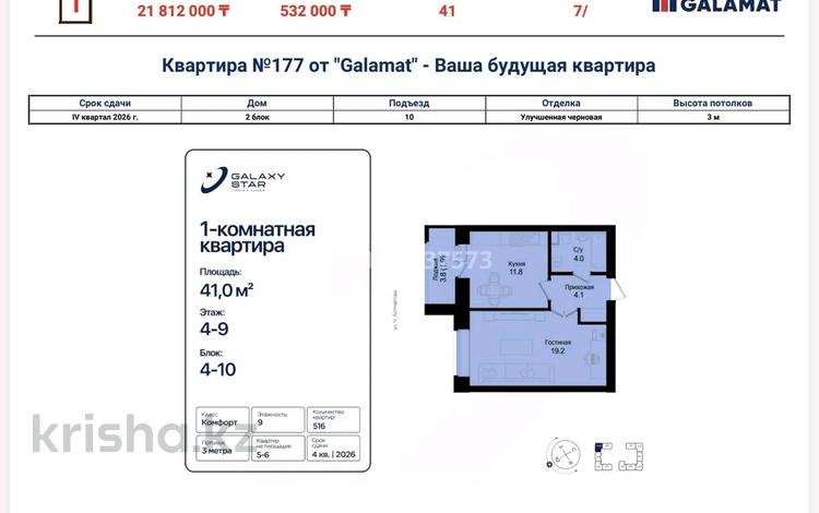 1-комнатная квартира · 41 м² · 7/9 этаж, Район улицы Розы Баглановой 9 за 21.2 млн ₸ в Астане, Нура р-н — фото 16