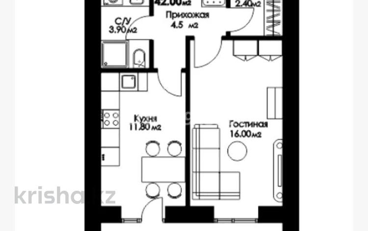 1-комнатная квартира · 41.2 м² · 8/12 этаж, Енлик кебек 1/5 за 16 млн ₸ в Астане, Сарыарка р-н — фото 2