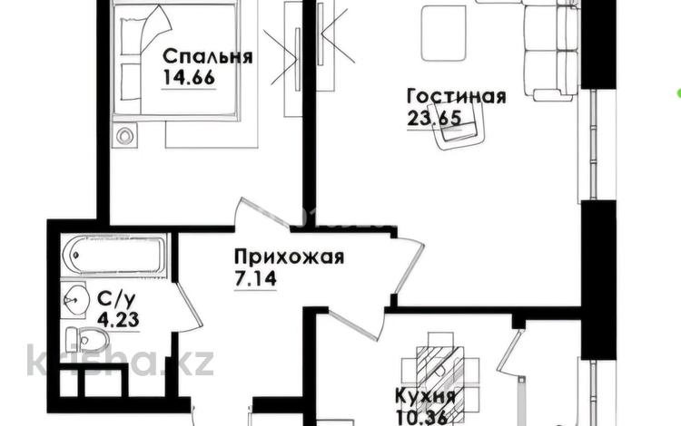 2-комнатная квартира · 61.6 м² · 8/9 этаж, Жандосова 108 — Cулейменова за 58.5 млн 〒 в Алматы — фото 2