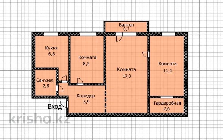3-комнатная квартира · 56 м² · 4/5 этаж, Есенберлина 32 за 23.5 млн ₸ в Астане, Сарыарка р-н — фото 2