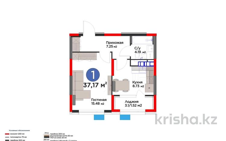 1-бөлмелі пәтер · 37.2 м² · 2/6 қабат, Тараз, бағасы: 36 млн ₸ в Алматы, Турксибский р-н — фото 6