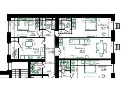 3-бөлмелі пәтер · 99.53 м² · 8/12 қабат, Жумекен Нажимеденов 5, бағасы: 52 млн ₸ в Астане, Сарайшык р-н