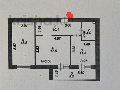 2-комнатная квартира · 62.6 м² · 9/12 этаж, Улица А 52, 8 8 за 27 млн 〒 в Астане, Сарайшык р-н