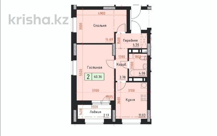 2-бөлмелі пәтер · 60.36 м² · 5/12 қабат, Исмаилова 46 — Парковая, бағасы: ~ 27.2 млн 〒 в Петропавловске — фото 2