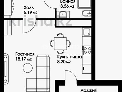 1-бөлмелі пәтер · 38.2 м² · 6/9 қабат, Ж.Нажимеденова 52, бағасы: 17 млн ₸ в Астане, Сарайшык р-н