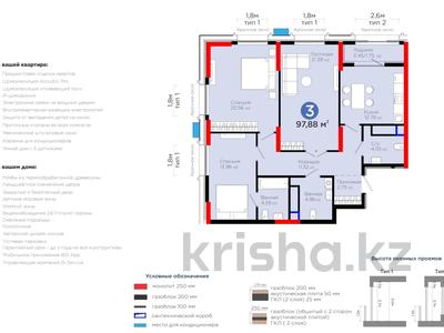 3-комнатная квартира · 97.88 м² · 15/20 этаж, Турар Рыскулова 1/1 — ШИКАРНЫЙ ВИДАРОЧНЫЕ ОКНА за 87 млн ₸ в Астане, Есильский р-н