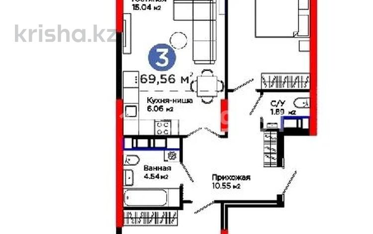 3-комнатная квартира · 70 м² · 11/14 этаж, Улы Дала 2 за 41 млн ₸ в Астане, Нура р-н — фото 2