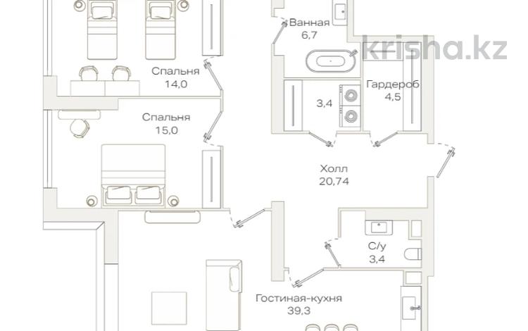 4-комнатная квартира · 138.24 м² · 2/9 этаж, Проспект Аль-Фараби и улица Маркова 18 за ~ 195.7 млн ₸ в Алматы, Бостандыкский р-н — фото 3