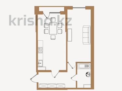 1-бөлмелі пәтер · 54.72 м² · 2/6 қабат, мкр Кайрат, Байге 12а/1, бағасы: 28 млн ₸ в Алматы, Турксибский р-н